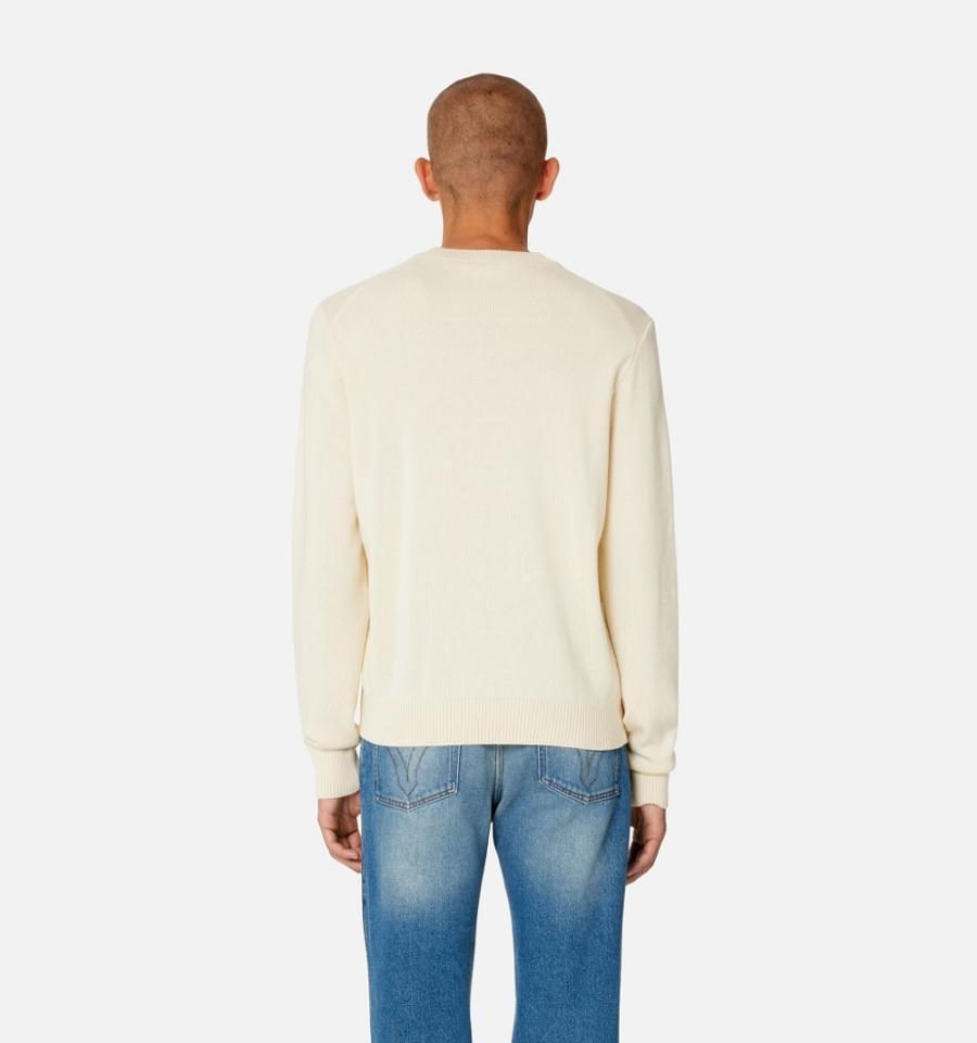 Men's Ami Paris Ami de Coeur Crewneck Sweaters Beige | ami-MY256