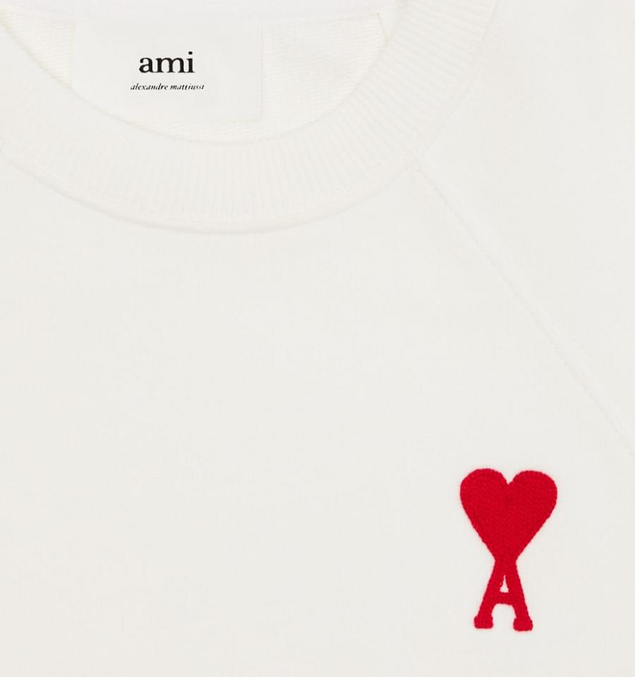 Men's Ami Paris Ami de Coeur Crewneck Sweatshirts White | ami-MY439