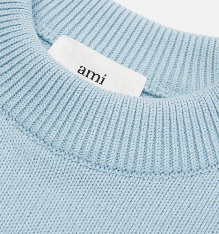 Men's Ami Paris Ami de Coeur Crewneck Sweaters Blue | ami-MY546