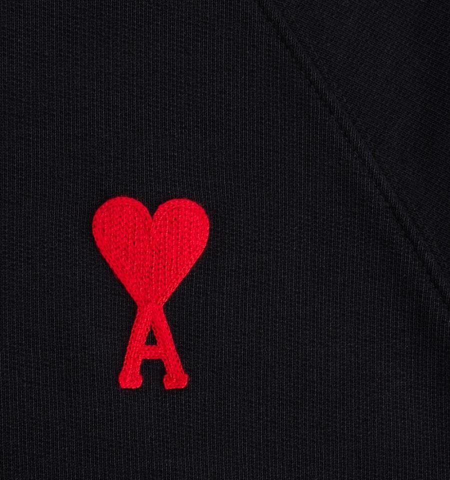 Men's Ami Paris Ami de Coeur Hoodies Black / Red | ami-MY568