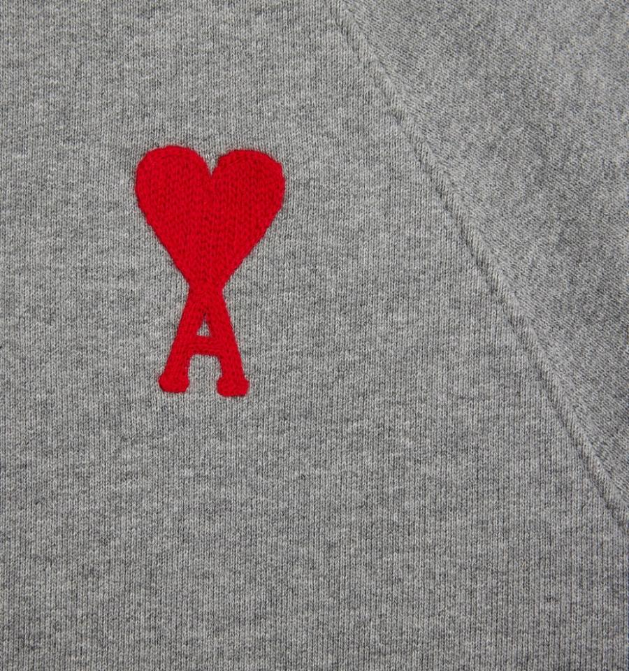 Men's Ami Paris Ami de Coeur Hoodies Grey | ami-MY257