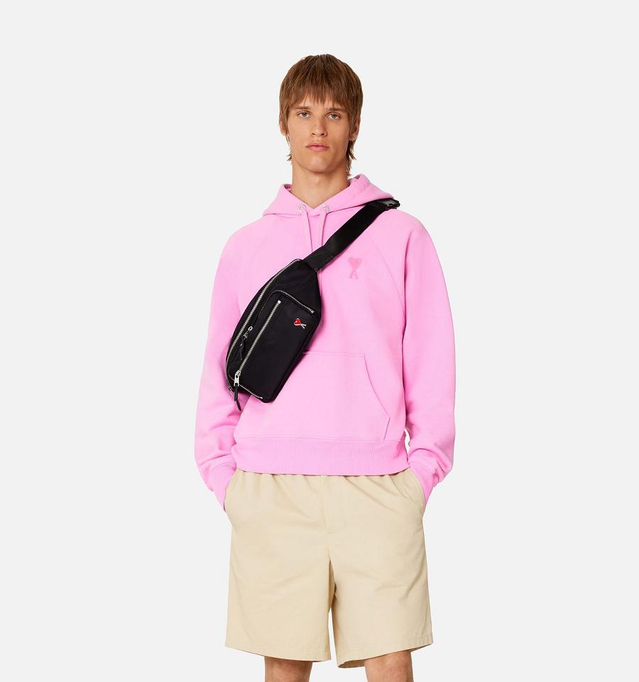 Men's Ami Paris Ami de Coeur Hoodies Pink | ami-MY427