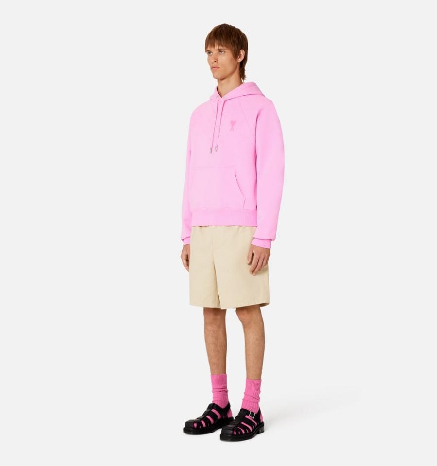 Men's Ami Paris Ami de Coeur Hoodies Pink | ami-MY427