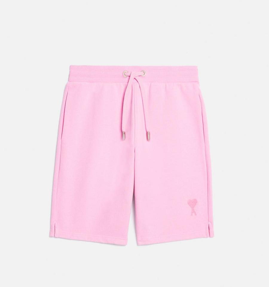 Men\'s Ami Paris Ami de Coeur Shorts Pink | ami-MY295