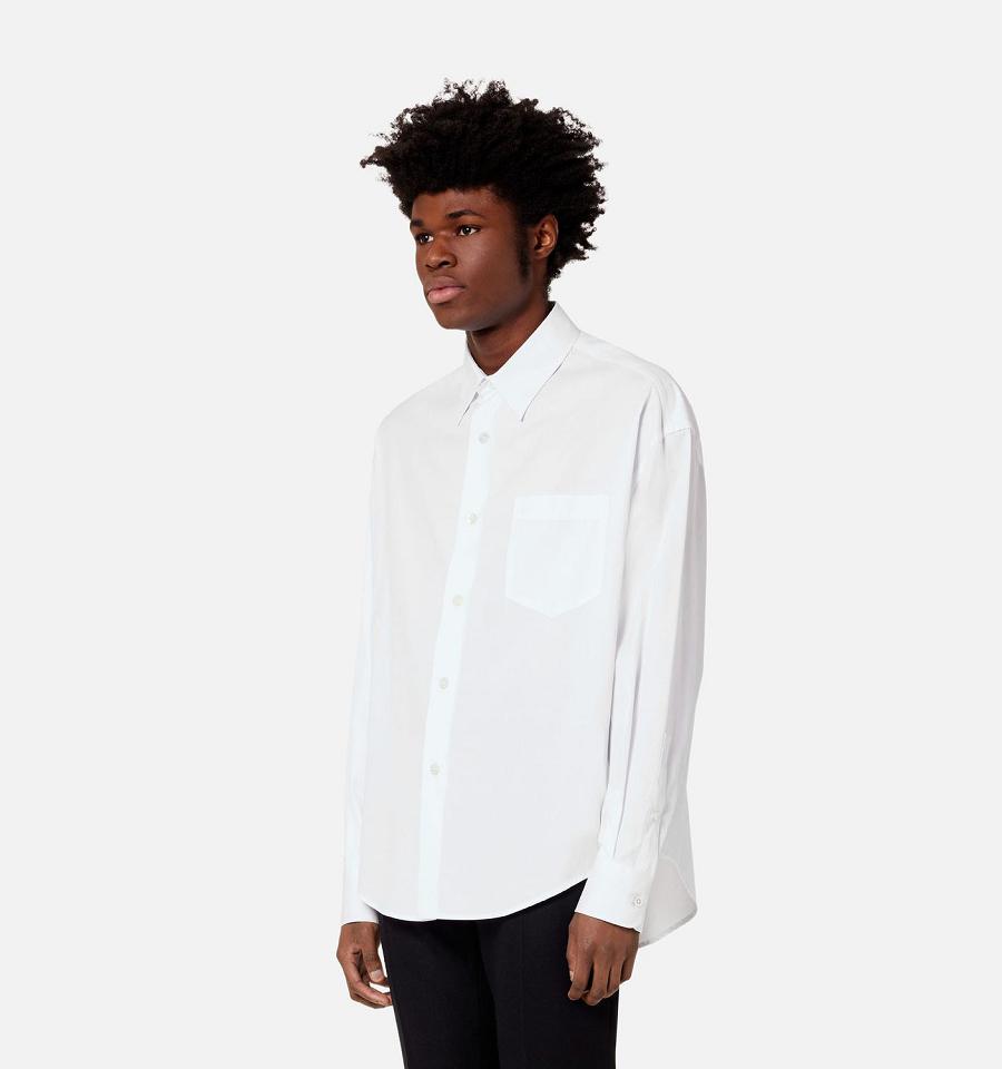 Men's Ami Paris Boxy Fit Shirts White | ami-MY363