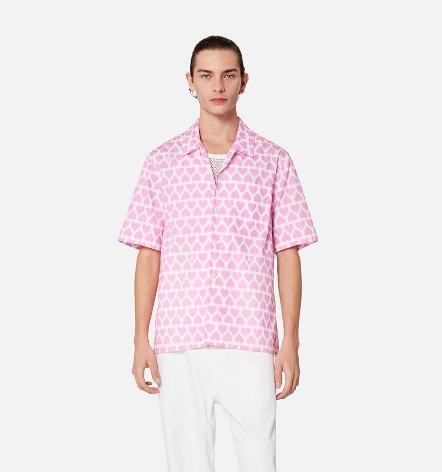 Men's Ami Paris Camp Collar Shirts Pink | ami-MY141