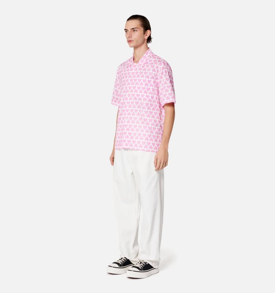 Men's Ami Paris Camp Collar Shirts Pink | ami-MY141