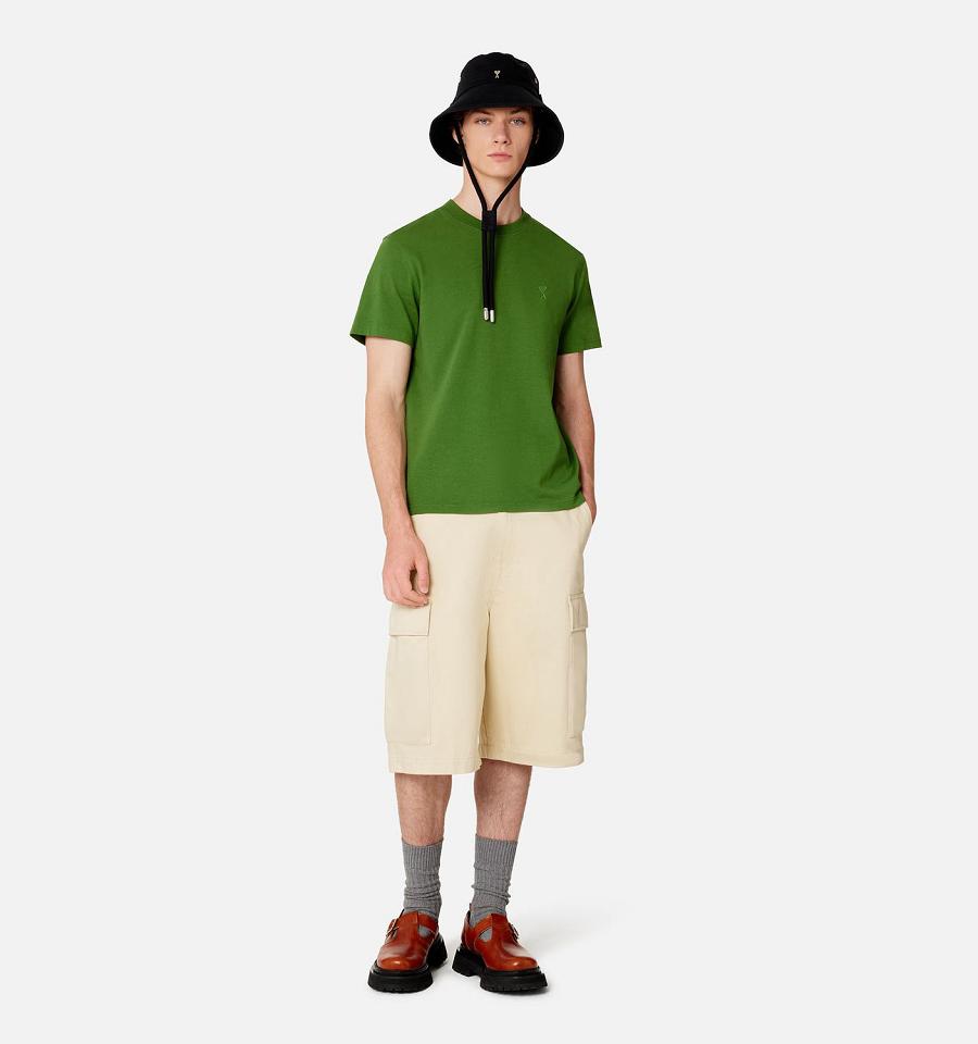 Men's Ami Paris Cargo Shorts Khaki | ami-MY107