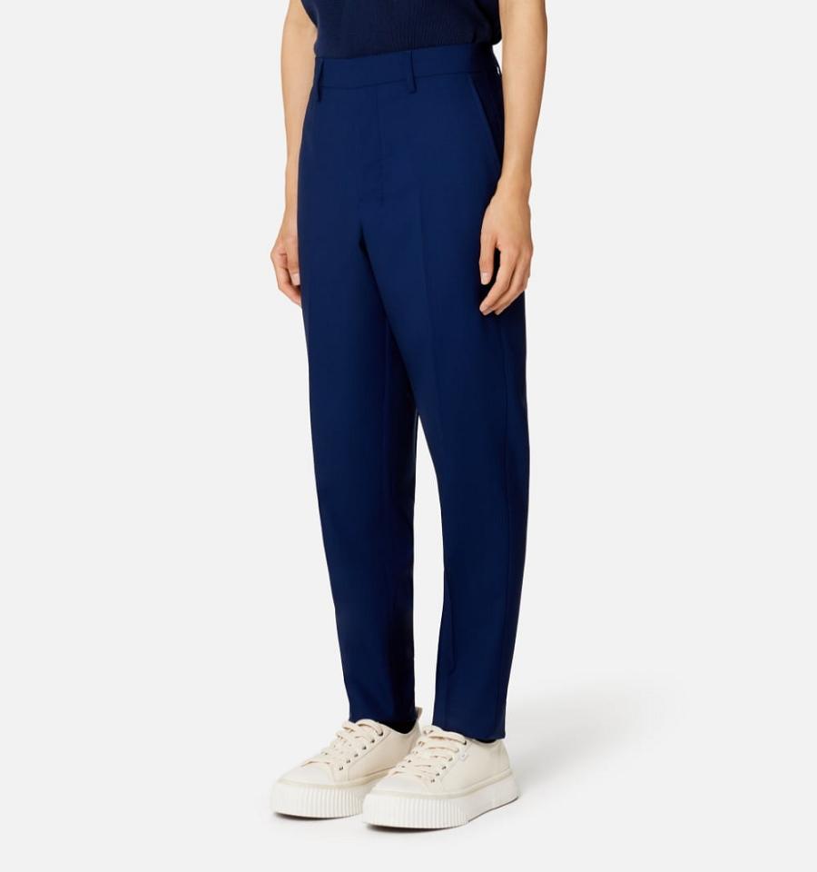 Men's Ami Paris Carott Fit Pants Navy | ami-MY324