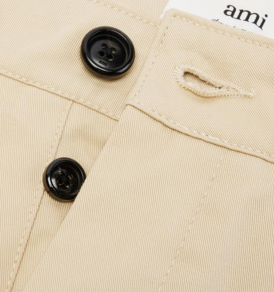 Men's Ami Paris Chino Shorts Khaki | ami-MY203