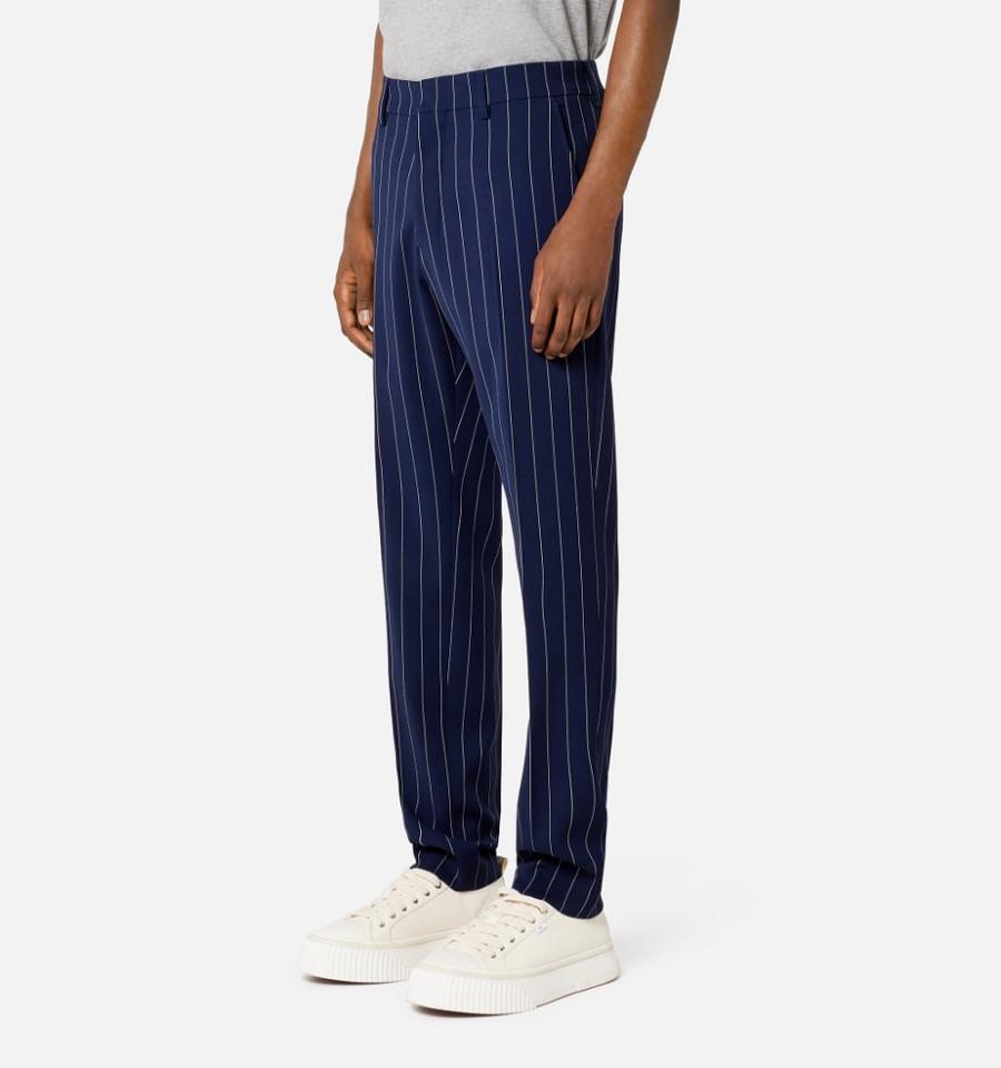 Men's Ami Paris Cigarette Fit Pants Navy | ami-MY584