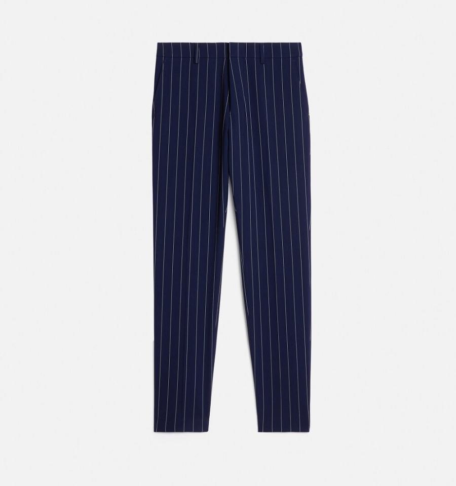 Men's Ami Paris Cigarette Fit Pants Navy | ami-MY584