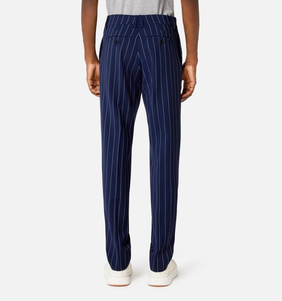 Men's Ami Paris Cigarette Fit Pants Navy | ami-MY584