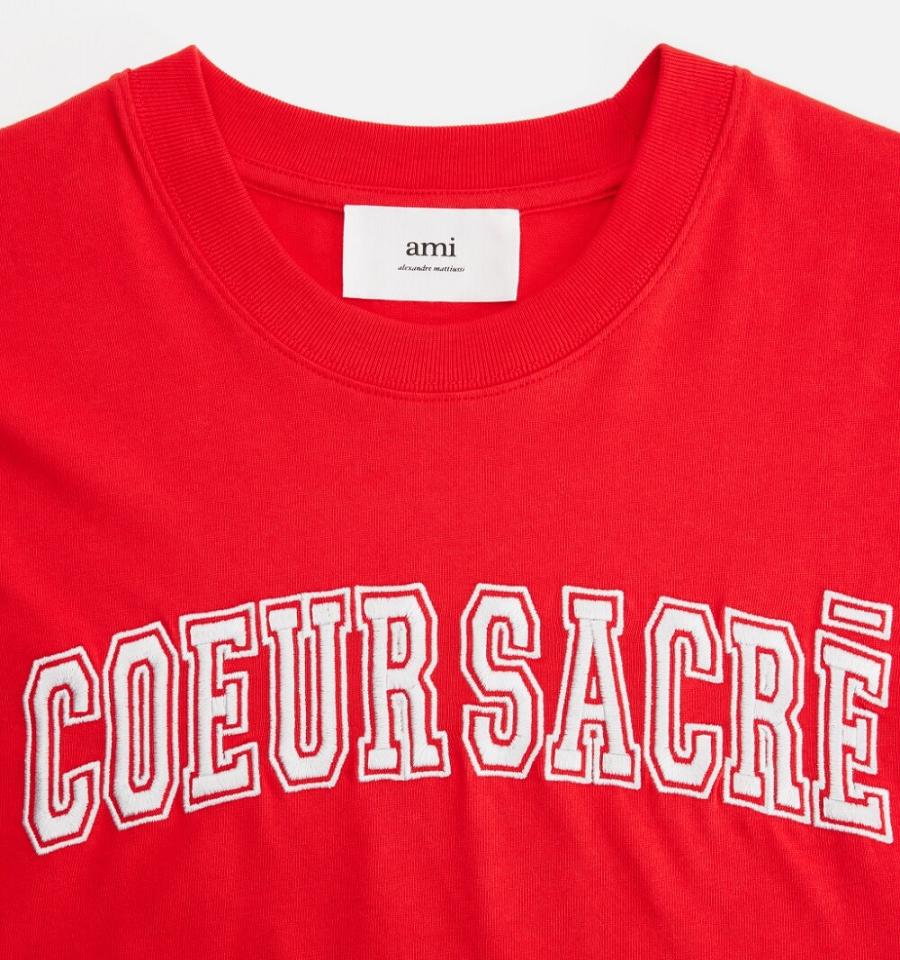 Men's Ami Paris Coeur Sacré T Shirts Red | ami-MY359