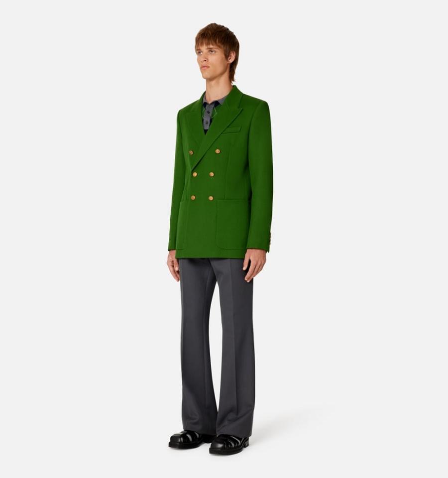 Men's Ami Paris Double Breasted Jackets Green | ami-MY615