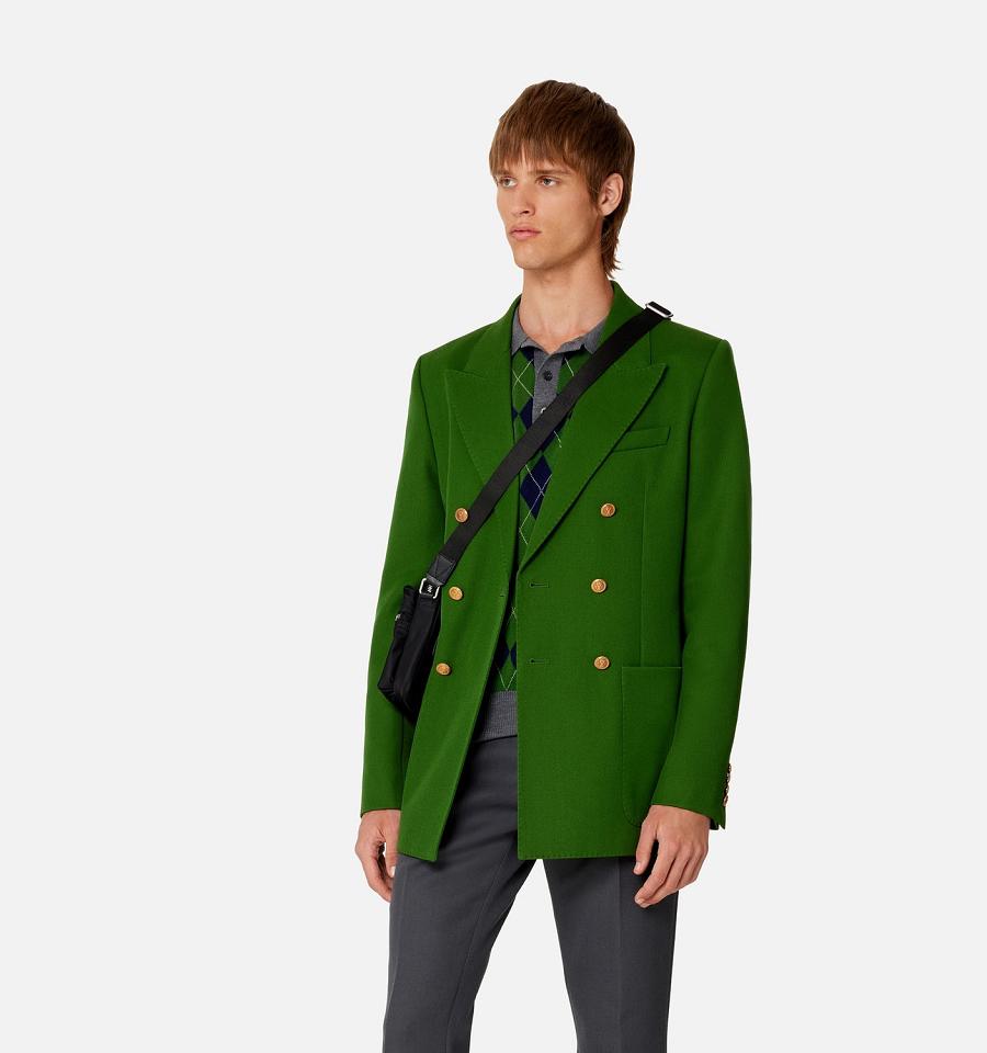 Men's Ami Paris Double Breasted Suits Green | ami-MY244