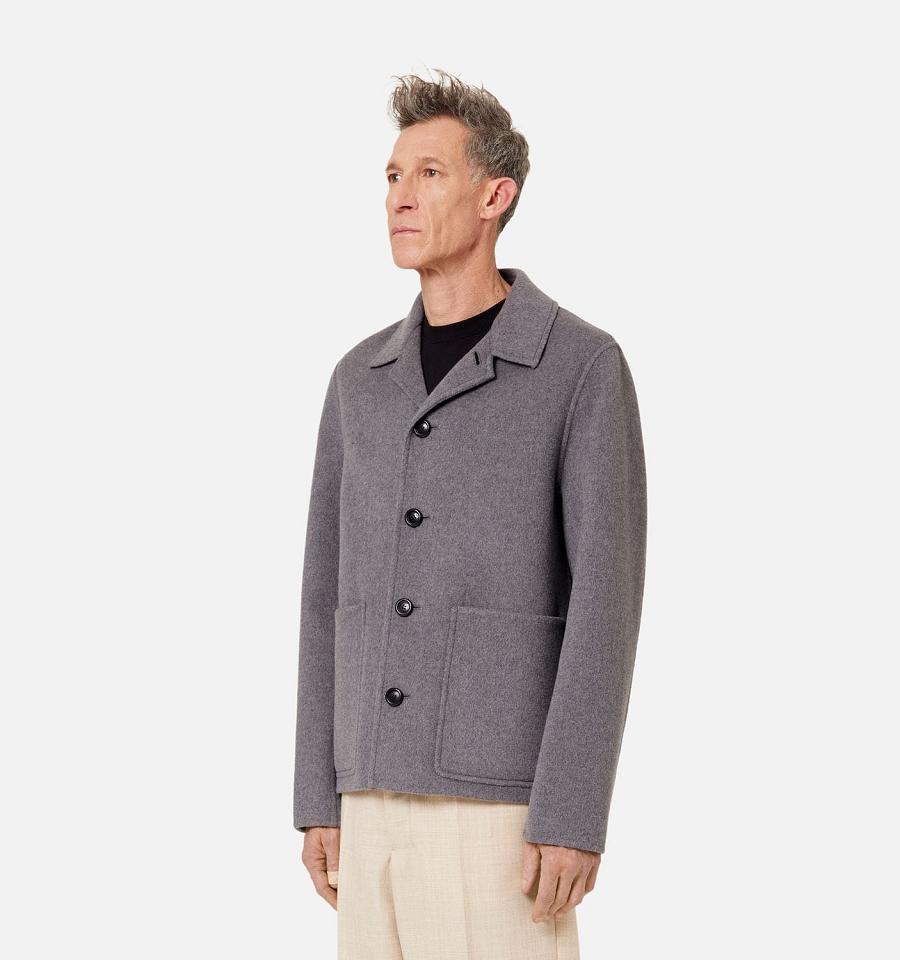 Men's Ami Paris Double Face Coats Grey | ami-MY237