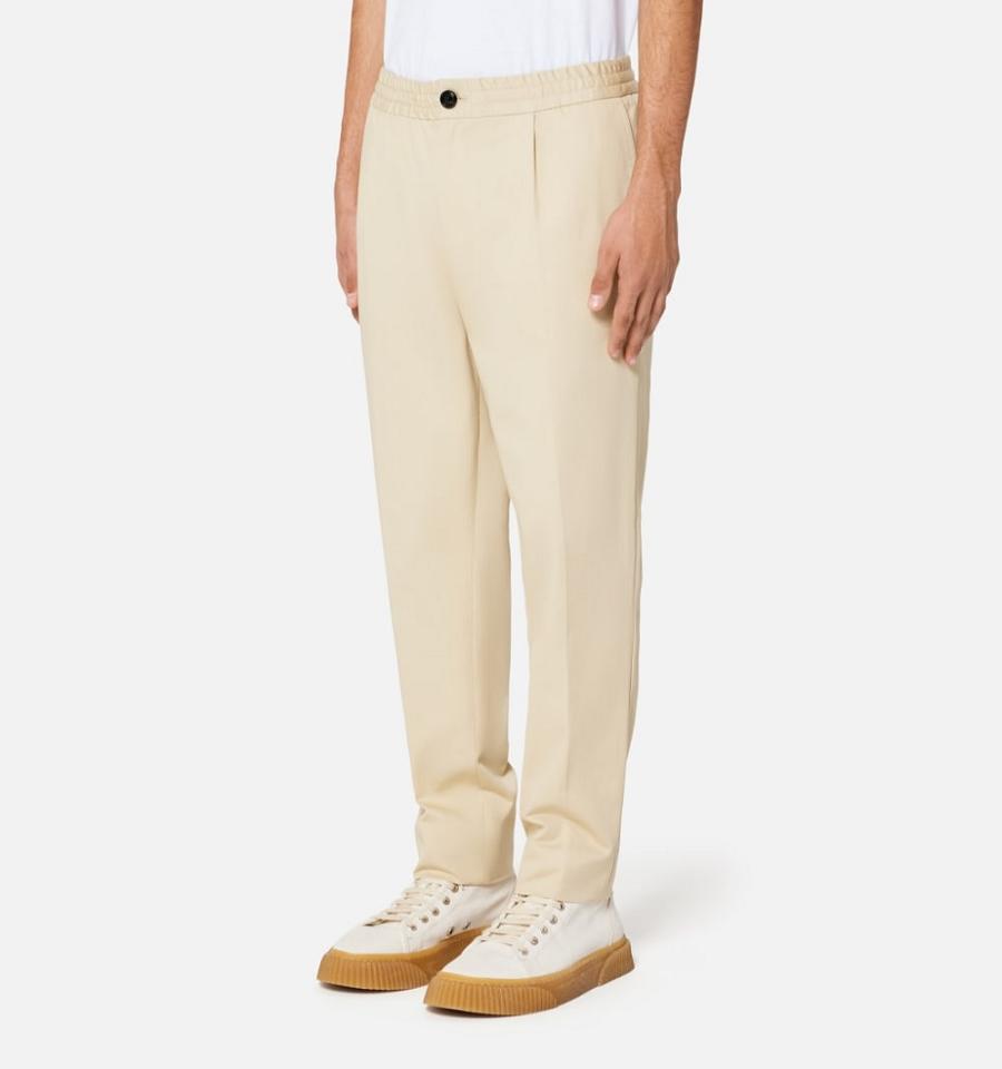 Men's Ami Paris Elasticated Waist Pants Khaki | ami-MY499