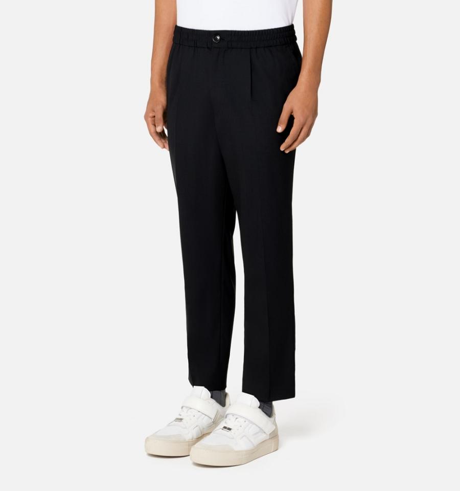 Men's Ami Paris Elasticated Waist Pants Black | ami-MY623