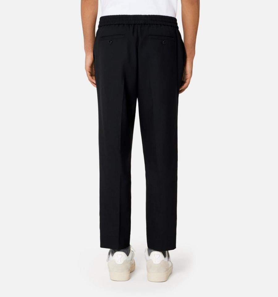 Men's Ami Paris Elasticated Waist Pants Black | ami-MY623