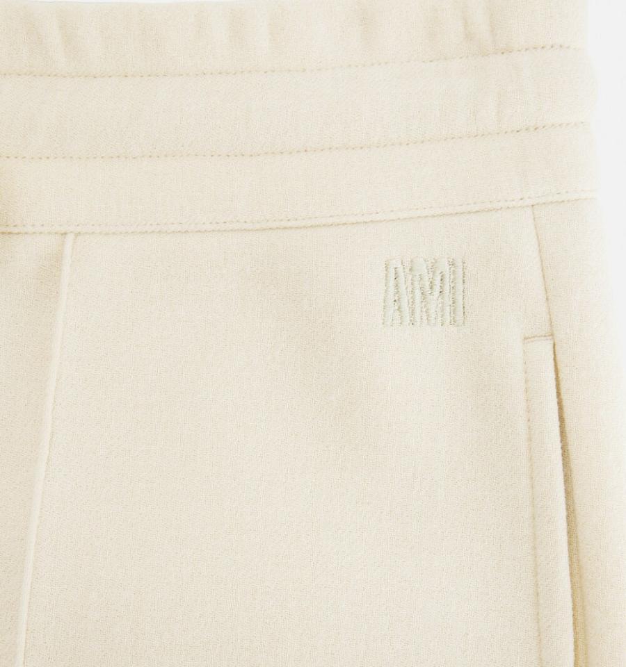 Men's Ami Paris Elasticated Waist Shorts Beige | ami-MY625