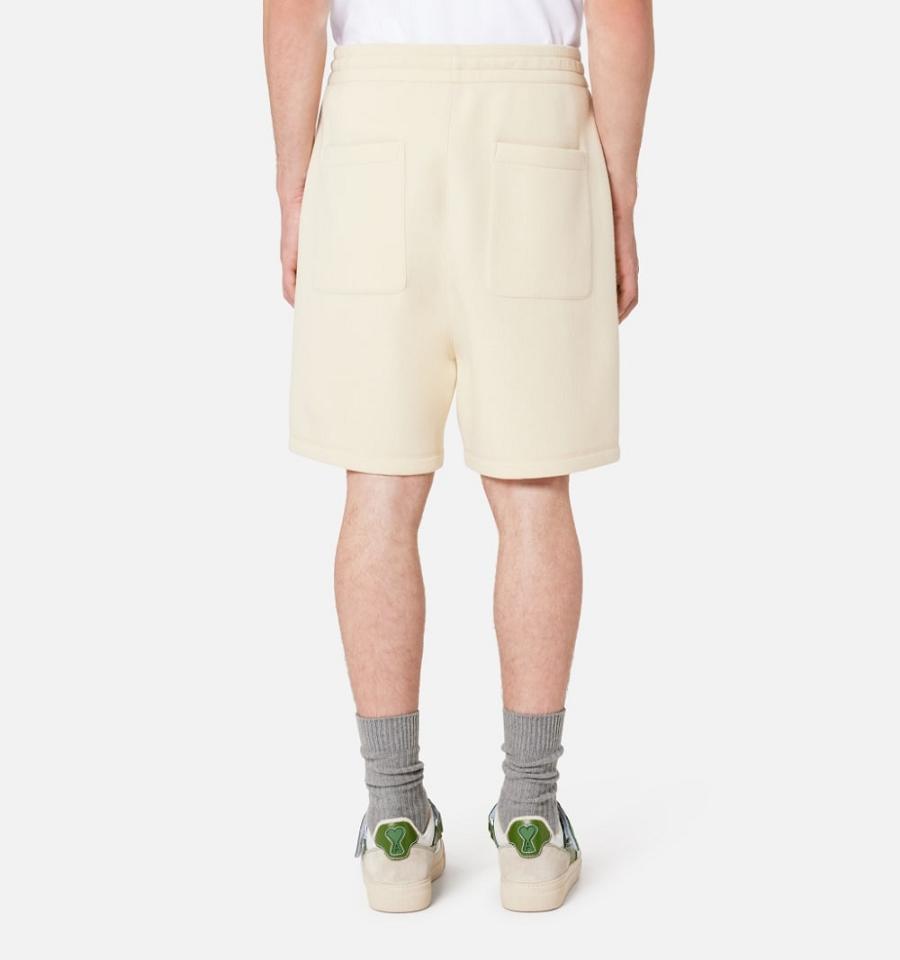 Men's Ami Paris Elasticated Waist Shorts Beige | ami-MY625