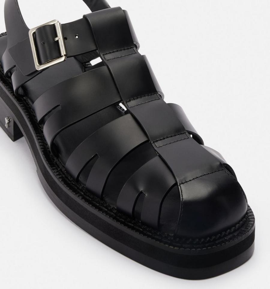 Men's Ami Paris Fisherman Sandals Black | ami-MY516