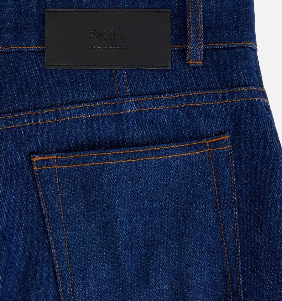 Men's Ami Paris Flare Fit Jeans Navy | ami-MY536