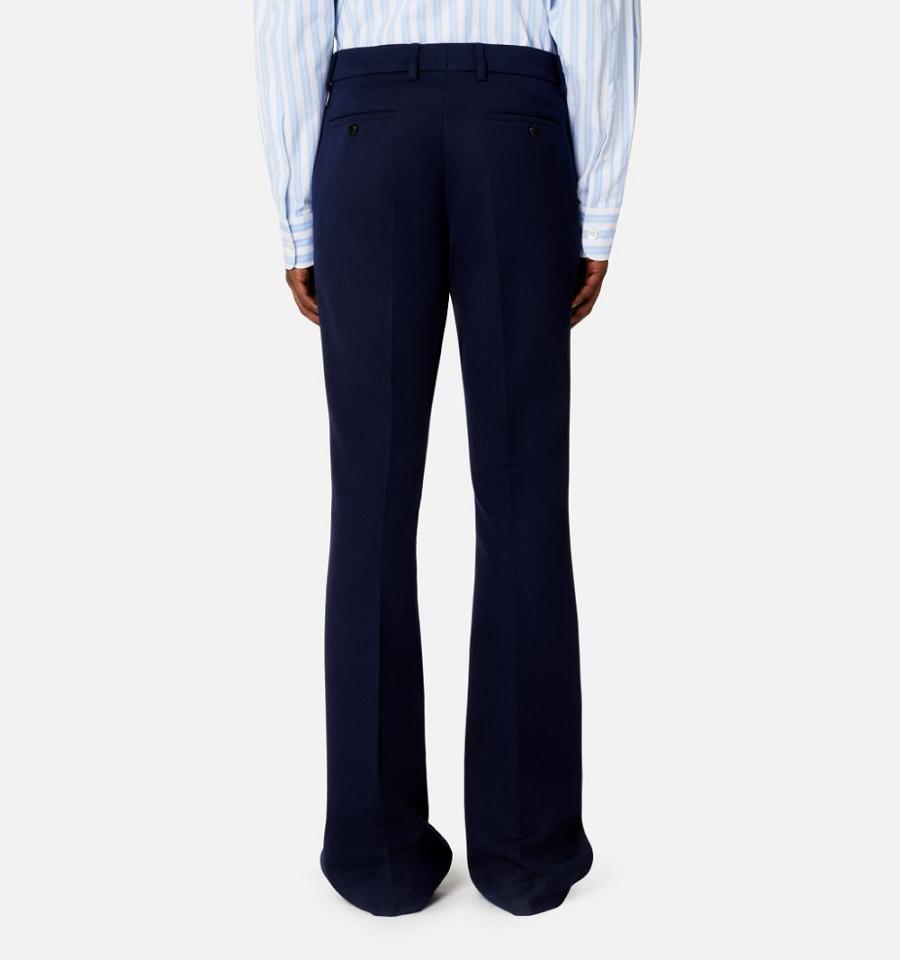 Men's Ami Paris Flare Fit Pants Navy | ami-MY217