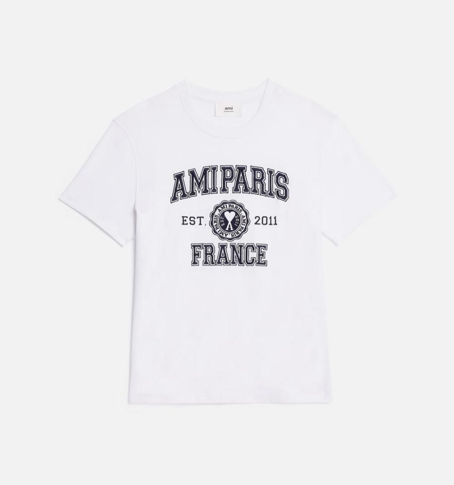 Men\'s Ami Paris France T Shirts White | ami-MY393