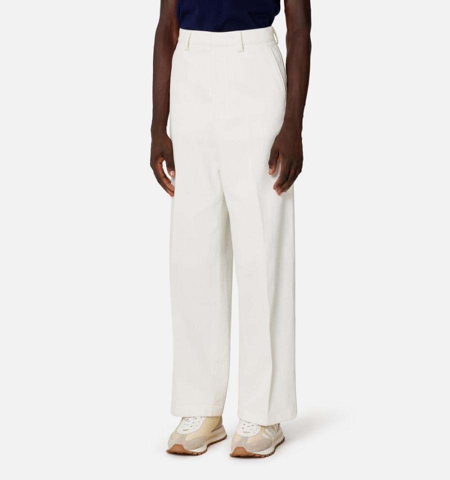 Men's Ami Paris Large Fit Pants White | ami-MY185