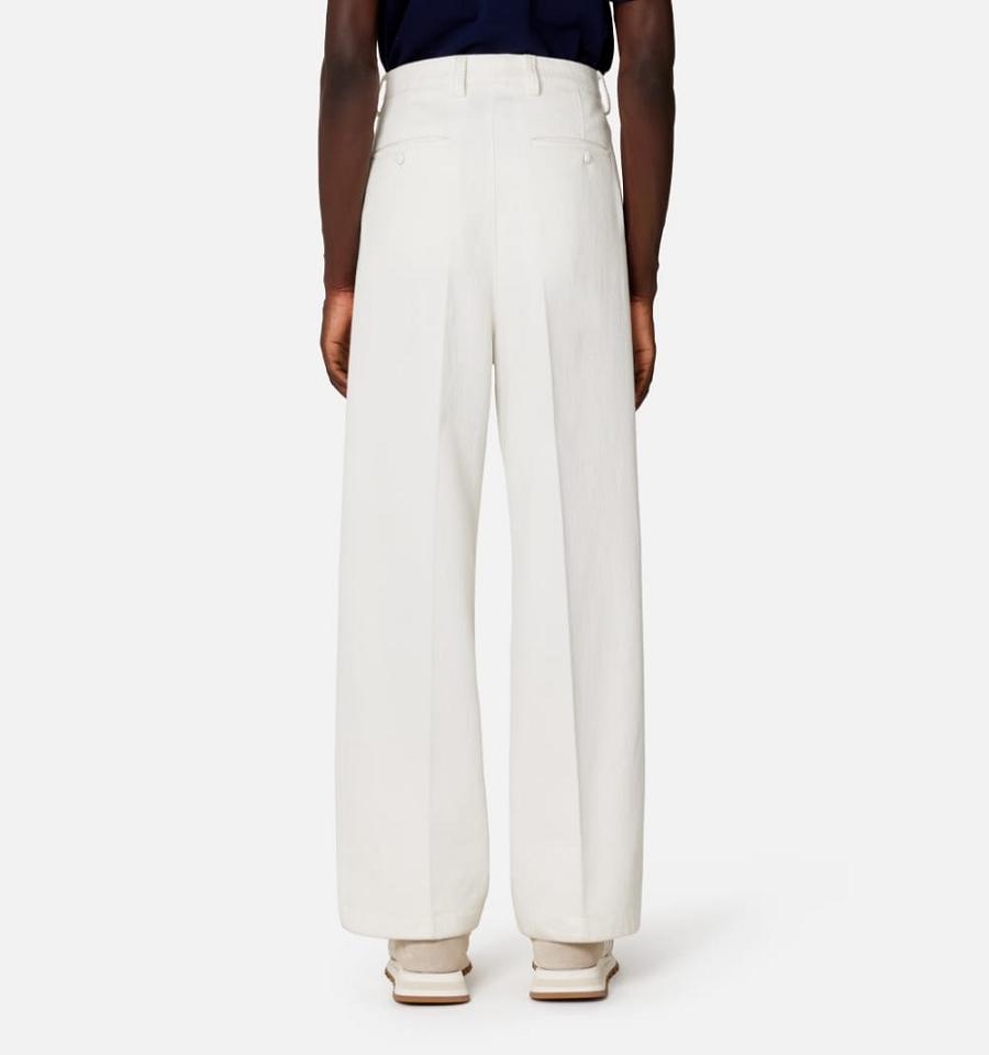 Men's Ami Paris Large Fit Pants White | ami-MY185