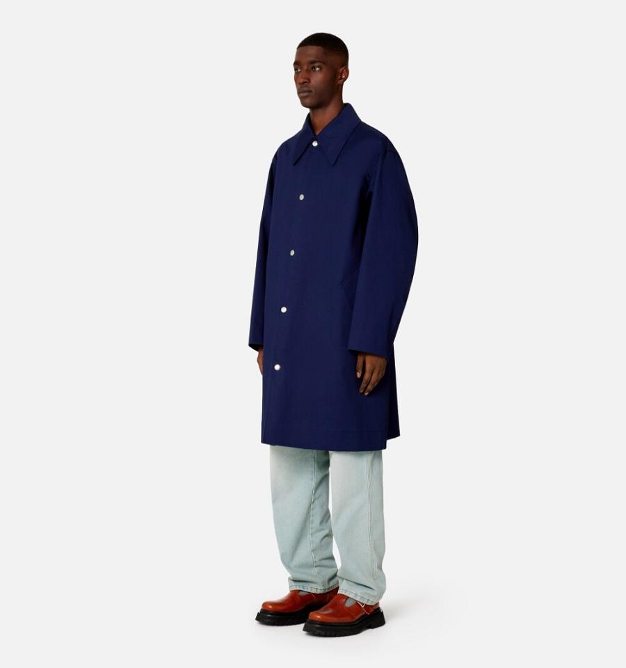 Men's Ami Paris Mac Coats Navy | ami-MY553