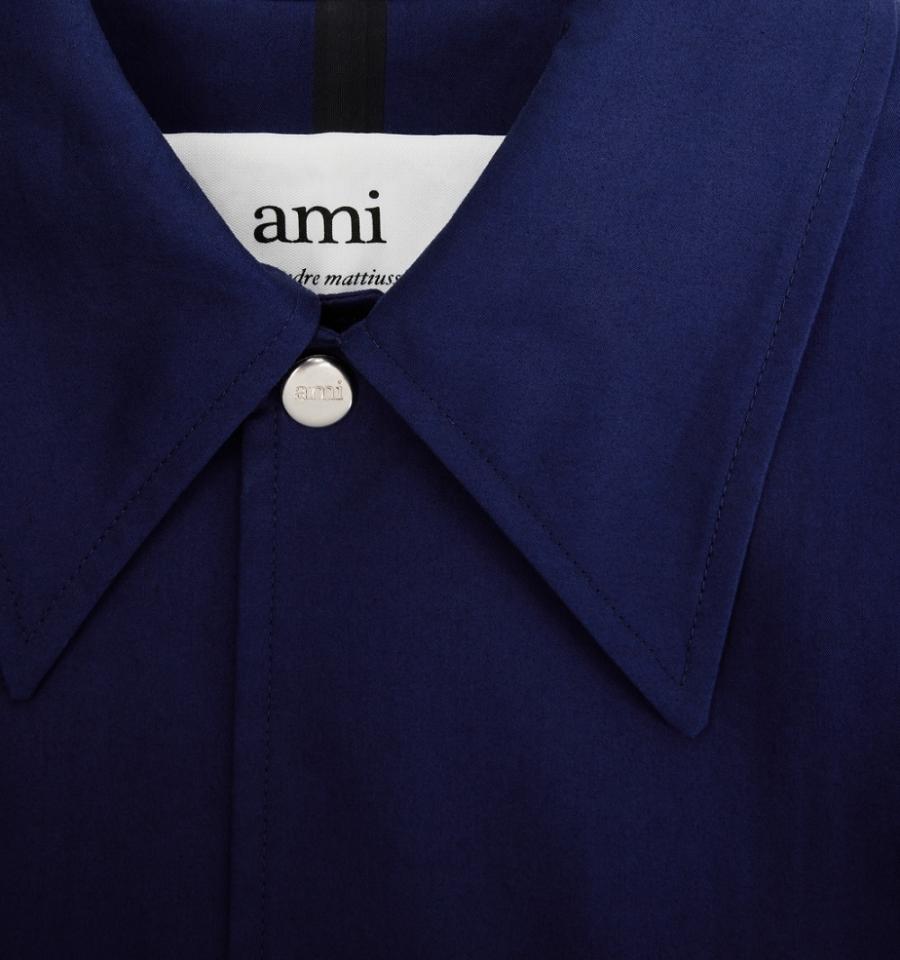 Men's Ami Paris Mac Coats Navy | ami-MY553