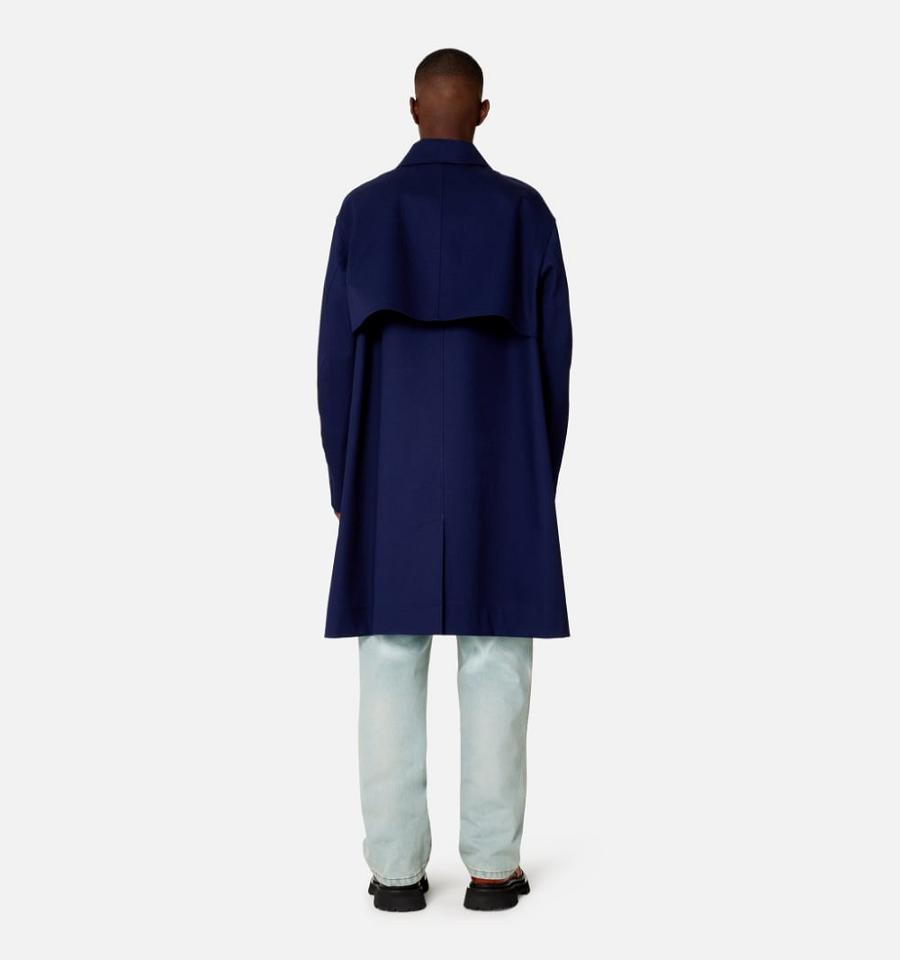 Men's Ami Paris Mac Coats Navy | ami-MY553