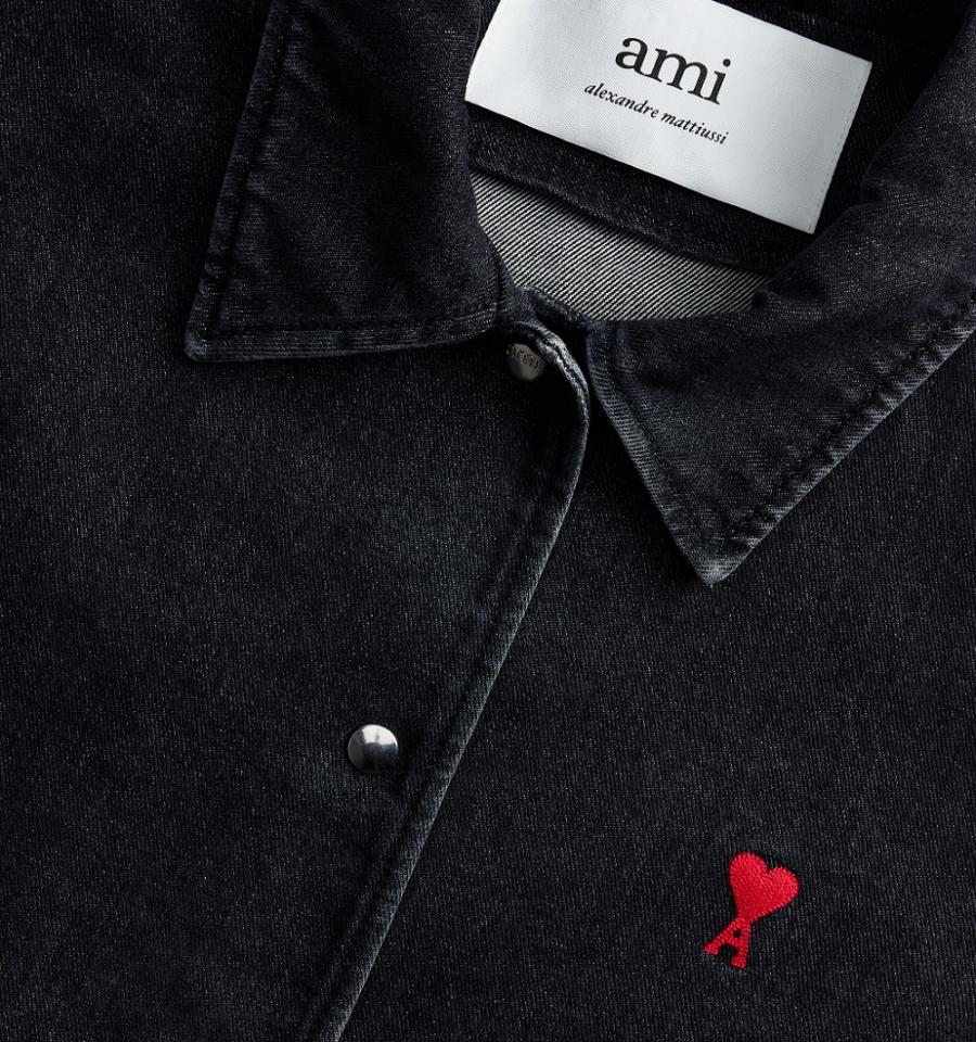 Men's Ami Paris Press Buttons Ami De Cœur Jackets Black | ami-MY225