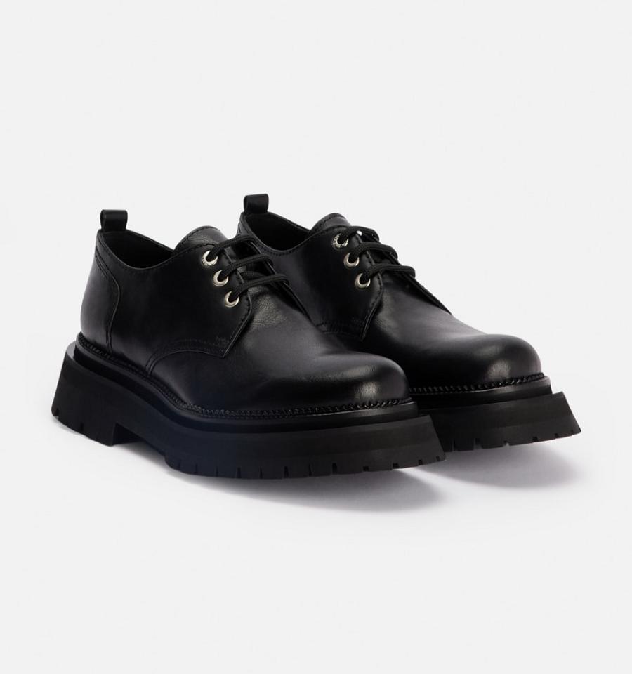 Men's Ami Paris Round-Toe Derbies Shoes Black | ami-MY580