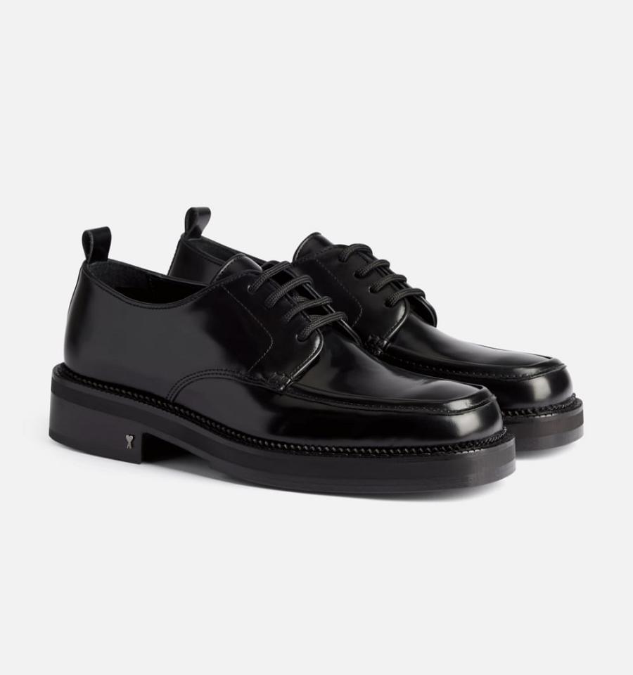 Men's Ami Paris Square-Toe Derbies Shoes Black | ami-MY374