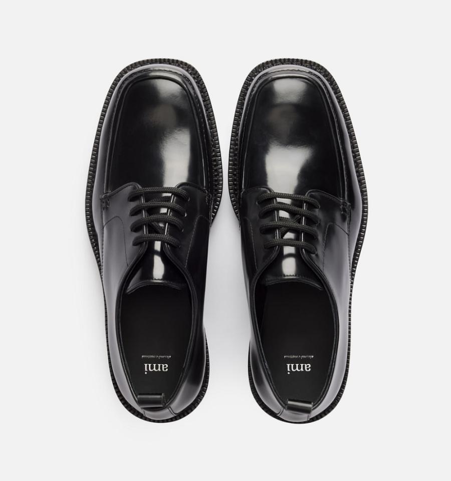 Men's Ami Paris Square-Toe Derbies Shoes Black | ami-MY374