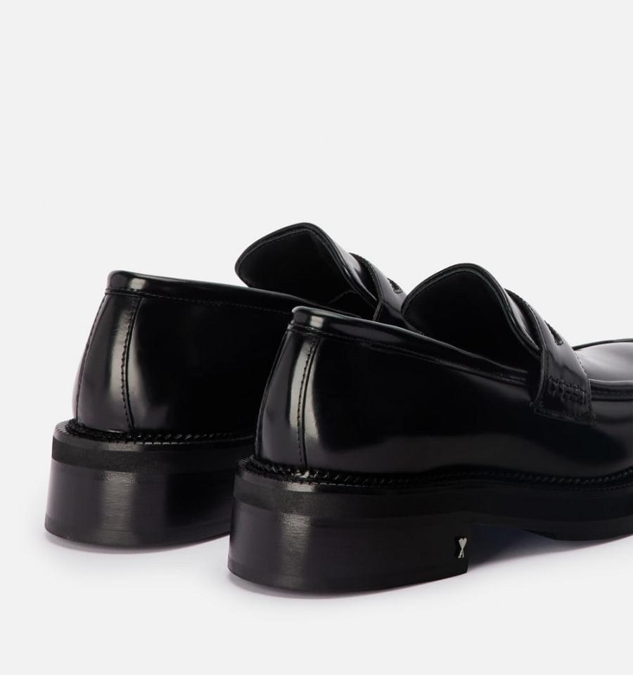 Men's Ami Paris Square Toe Loafers Black | ami-MY557