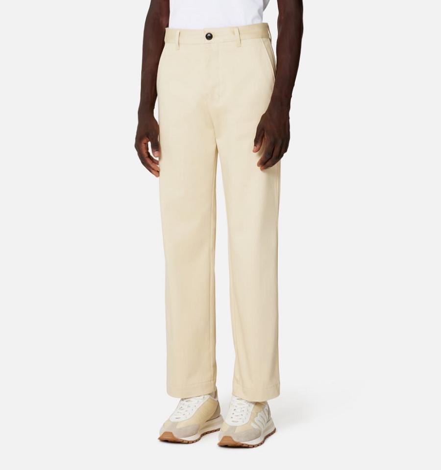 Men's Ami Paris Straight Fit Chino Pants Khaki | ami-MY620