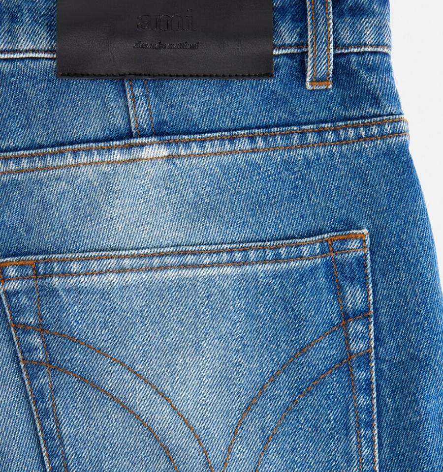 Men's Ami Paris Straight Fit Denim Blue | ami-MY422