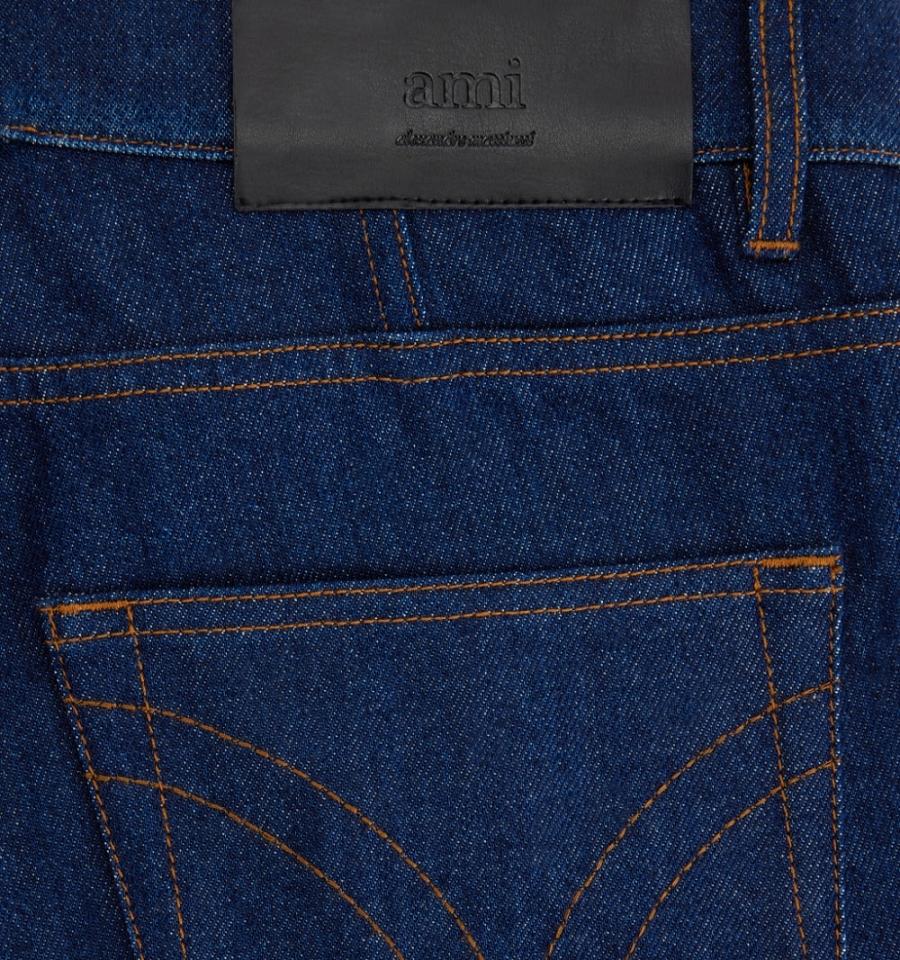 Men's Ami Paris Straight Fit Denim Navy | ami-MY291