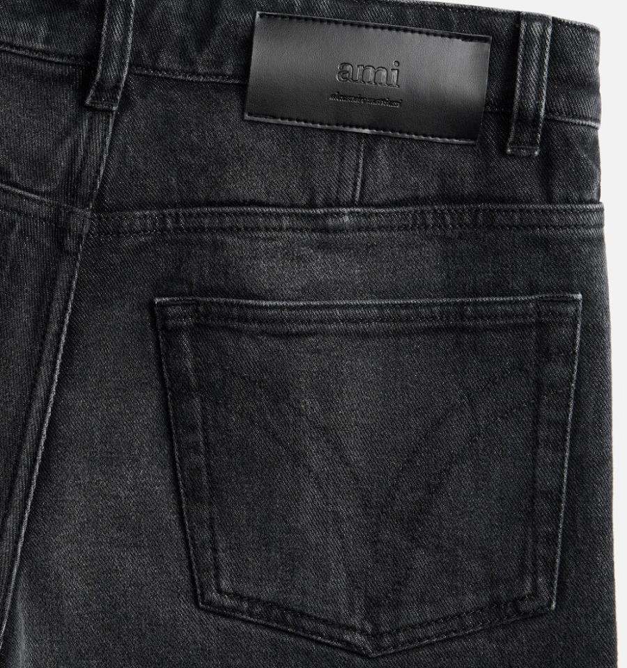 Men's Ami Paris Tapered Fit Jeans Black | ami-MY508