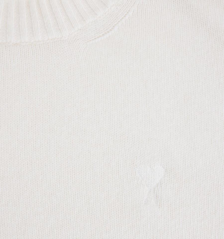 Men's Ami Paris Tonal Ami de Coeur Crewneck Sweaters White | ami-MY132