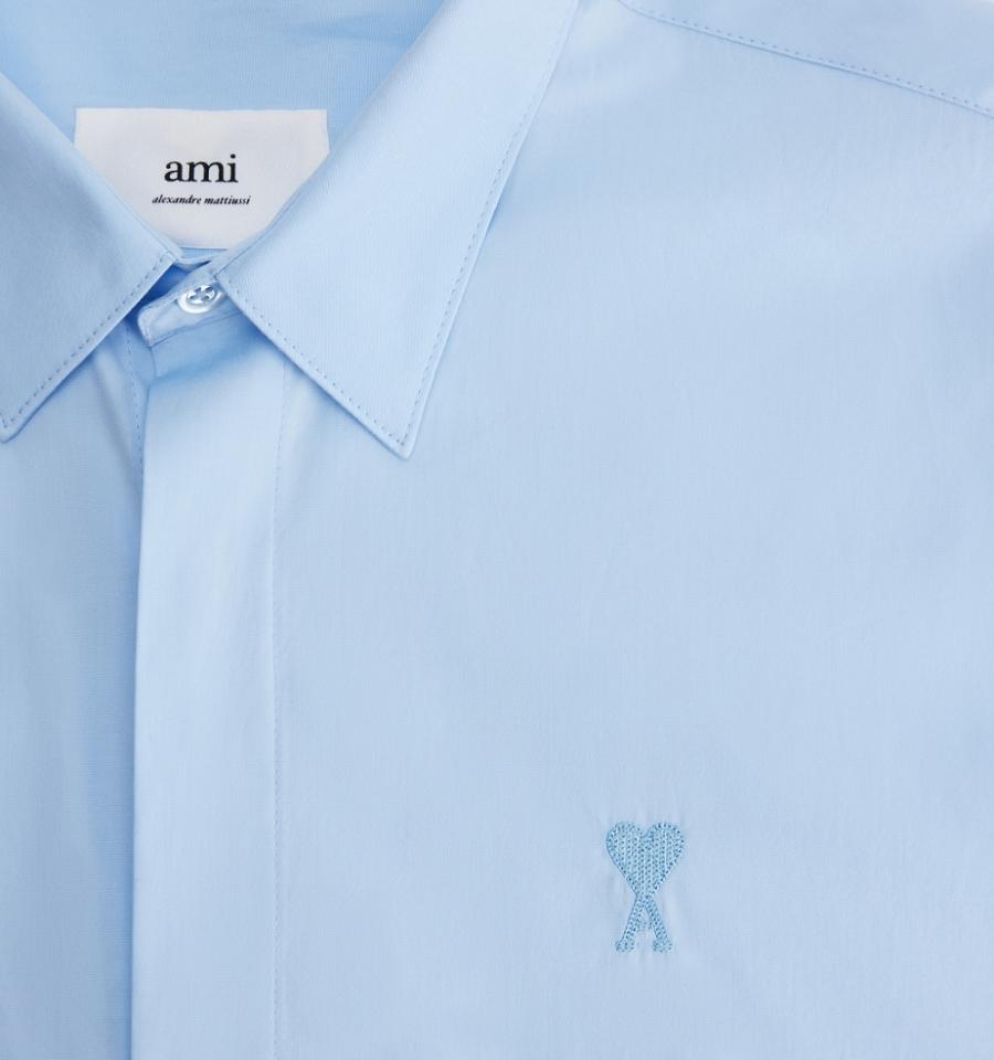 Men's Ami Paris Tonal Ami de Coeur Shirts Blue | ami-MY509