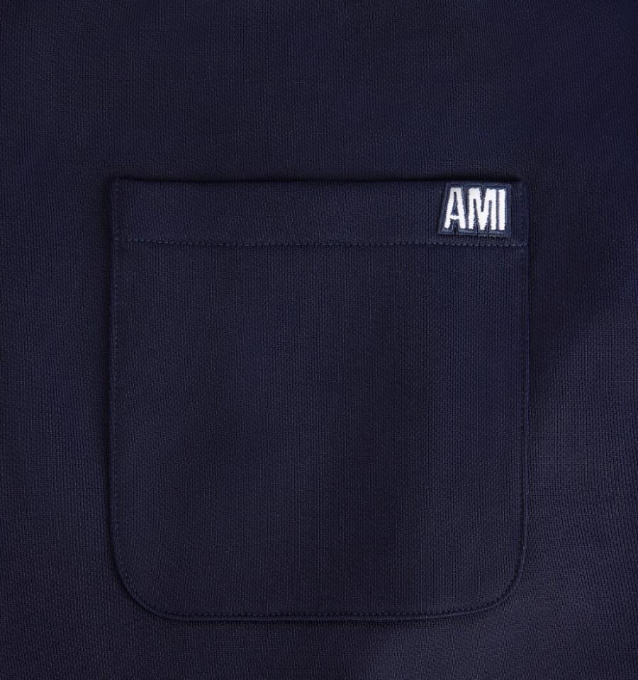 Men's Ami Paris Track Pants Navy | ami-MY326