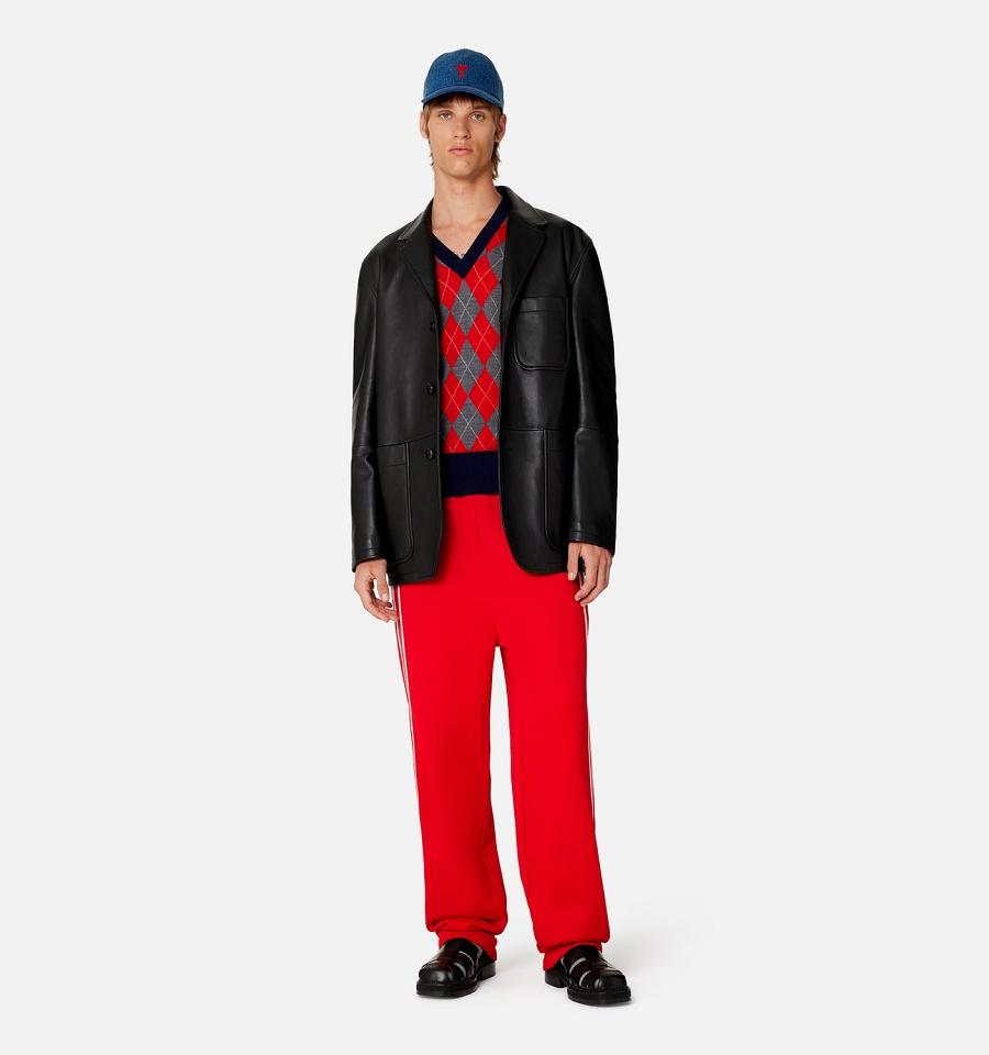 Men's Ami Paris Track Pants Red | ami-MY349