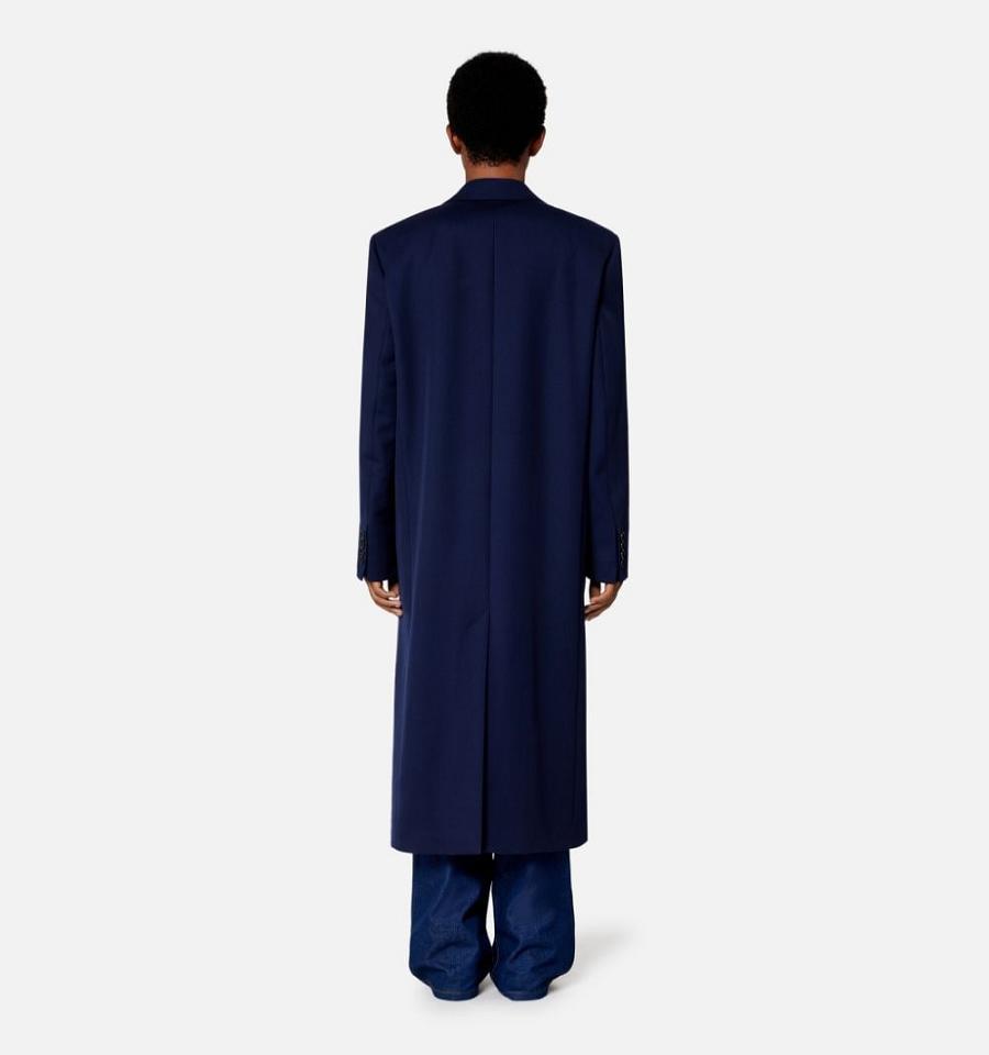 Men's Ami Paris Two Buttons Coats Navy | ami-MY214