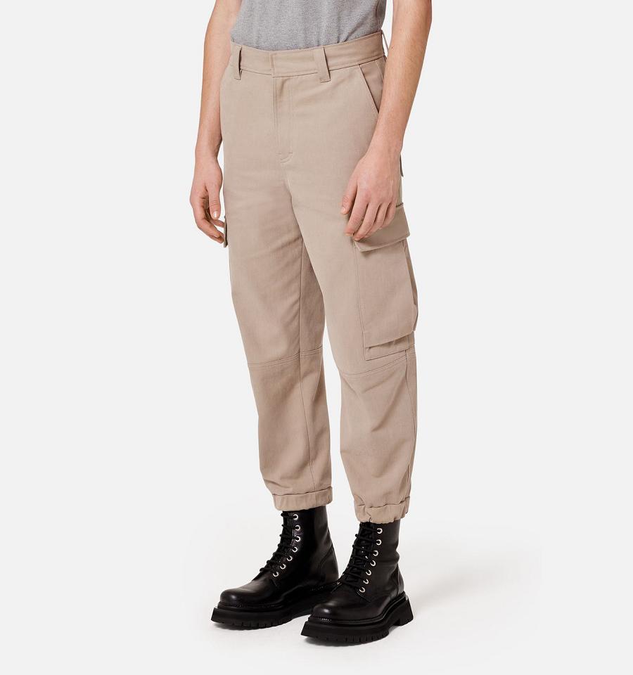 Men's Ami Paris With Elasticated Ankles Cargo Pants Khaki | ami-MY342